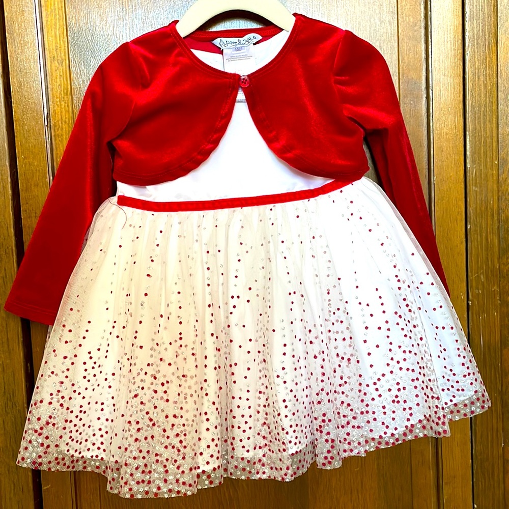 PASTOURELLE BY PIPPA AND JULIE Dress & Velour Shrug 2-Piece Set